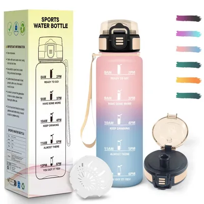 Produktbild von Mulbijeo 500ml BPA-freie Trinkflasche mit Zeitmarkierung