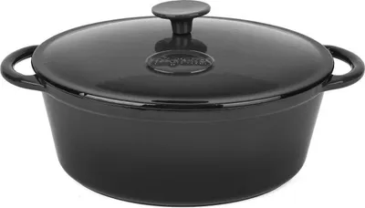 Produktbild von Bräter Konighoffer 6,5 l emailliert oval Gusseisen schwarz mit Deckel
