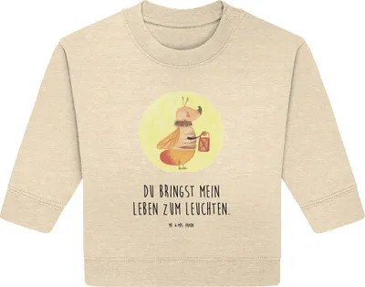 Produktbild von Mr. & Mrs. Panda Organic Baby Pullover Glühwürmchen 6. - 12. Monat - Natural Raw - Geschenk, Lustige Sprüche, Leuchten, Heiratsantrag, Falter, Liebe, Bullover