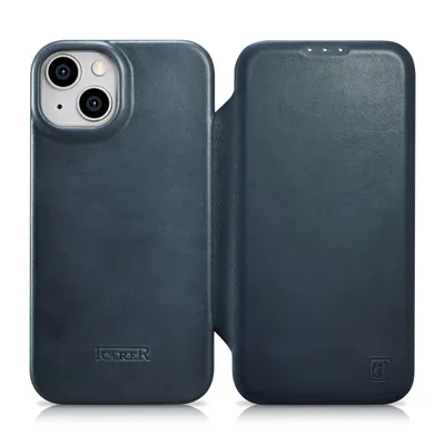 Imagen del producto de Funda de cuero para iPhone 14+ con MagSafe, color azul. (Puede ser también: Estuche de cuero para iPhone 14+ con MagSafe, color azul.)