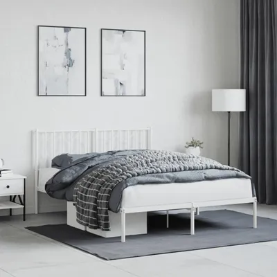 Zdjęcie produktu dla Maison Exclusive – rama łóżka z zagłówkiem, metalowa, biała, 140 x 190 cm