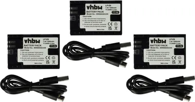 Produktbild von vhbw 3x Akku kompatibel mit Canon EOS 5DS, 5DS R, 60D, 5D Mark III, 5D Mark IV, 6D, 5D Mark II, 60Da Kamera (1600 mAh, 7,4 V, Li-Ion), USB-C Buchse