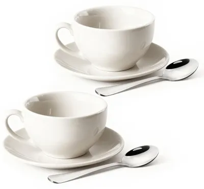 Immagine prodotto di Tazza da caffè in porcellana con piattino - Set da 2 - 220 ml - Bianco