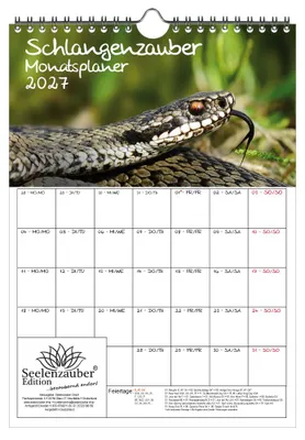 Produktbild von Schlangenzaubern Planer DIN A4 Kalender für 2027 - Geschenkset Inhalt: 1x Kalender, 1x Weihnachtsanhänger (insgesamt 2 Teile)