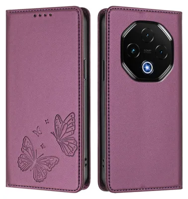 Obrázek produktu pro Kožené pouzdro pro Umidigi G100 Pro, motýlí ražbou, peněženkové flip pouzdro se stojánkem Fialová