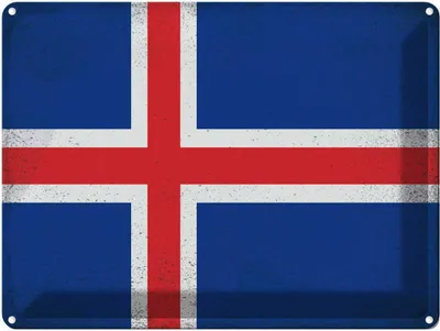Produktbild von vianmo Blechschild 30x40 cm Island Iceland Flagge Fahne Wappen