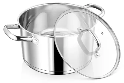 Kochtopf 22 cm Edelstahl mit Glasdeckel, 4,7 L