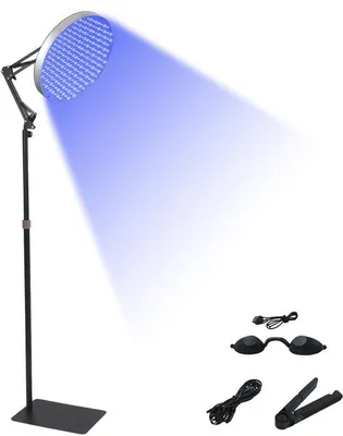 Obrázok produktu pre Unyqoos® Kompaktná, nastaviteľná lampa na opaľovanie do domácnosti – 250 LED, 460 nm modré svetelné čipy, prenosná s bezpečnostným filtrom