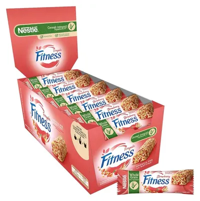 Produktbild von Nestle Nestlé® | Fitness-Erdbeer-Müsli | Frühstücks-Müsliriegel mit Vollkorn und Erdbeeren – 24 Stück (564 g)