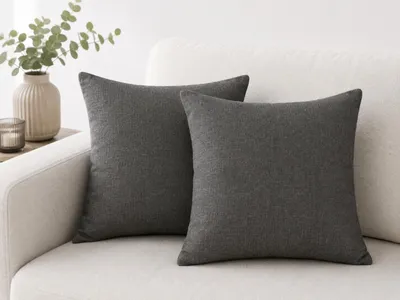 Zdjęcie produktu dla Zestaw 2 Poduszek Dekoracyjnych 45x45 cm Gotowe Jaśki z Wypełnieniem szara Plecionka Ozdobne Poduszki
