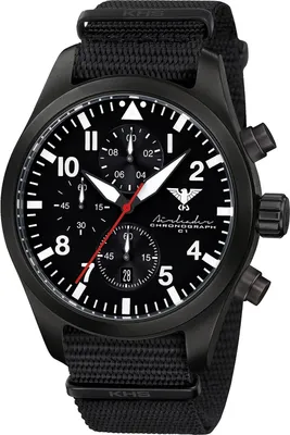 KHS AIRBSC.NB Herrenarmbanduhr Airleader Chronograph Schwarz 1