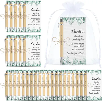 Produktbild von Sets mit Dankeschön-Geschenken für Kollegen – Set mit 30 Stück – Kugelschreiber aus Holz, Dankeskugelschreiber, Abschiedsgeschenk
