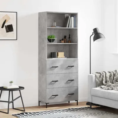 Produktbild von vidaXL Highboard Betongrau 69,5x34x180 cm Holzwerkstoff