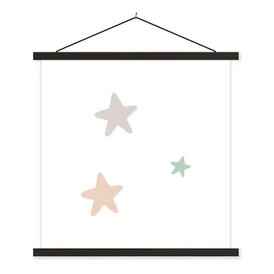 Produktbild von MuchoWow® Textilposter Sterne - Pastell - Mädchen - Jungen - Kinder 120x120 cm mit schwarzem Rahmen - Aufhängungsset