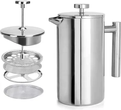 Obrázek produktu pro INF Nerezový French Press Kávovar s Filtrem - Ruční Kávovar a Čajovar 600ml