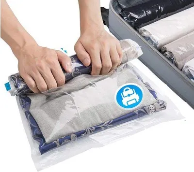 Produktbild von Famanu Vakuumtaschen-Set für Kleidung [8-teilig] in der Größe 35x50 cm – Kompressionssäcke für Reisen, Lagerung und Umzug