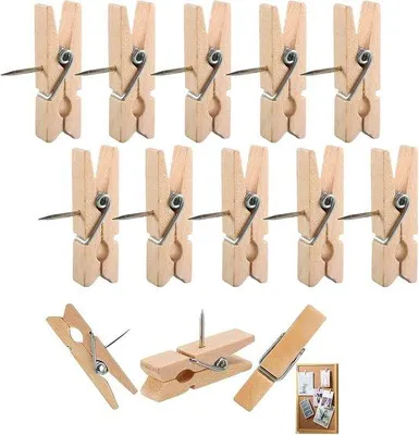 Produktbild von Famanu Holzklammern mit Nadeln - 100 Stück