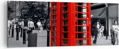 Produktbild von Bild auf Leinwand - Leinwandbild - Großbritannien London Telefon Straße - 140x50cm - Wand Bild - Wanddeko - Leinwanddruck - Bilder - Kunstdruck - Leinwand bilder - Wandkunst - AB140x50-0364