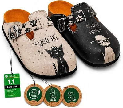 Produktbild von Goby Clogs Schuhe für Damen – Handgefertigte  - Mädchen- und Damenschuhe für den Alltag - Farbiger Druck - Bequem & Langlebig - EVA-Sohle – Grundschul-Zeichnungen