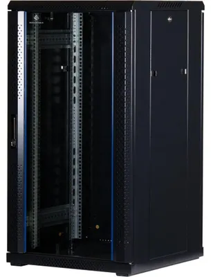 Produktbild von Rockstable 22 HE 19" Serverschrank mit Glastür, Freistehendes Gestell, 22U, 800 kg, Sperrschloss, Ablageschienen, Verstellbare Füße