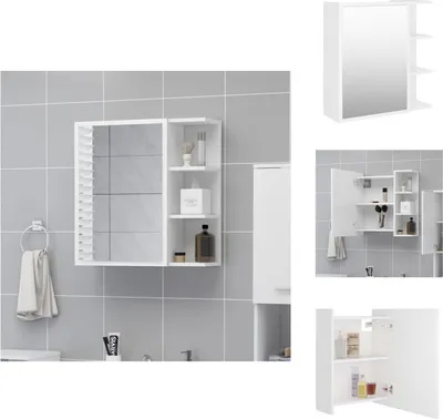 Produktbild von vidaXL Bad-Spiegelschrank Weiß 62,5x20,5x64 cm Holzwerkstoff -  Badezimmerwaschtische