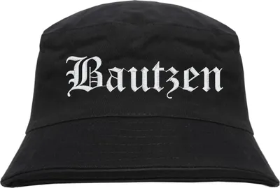 Produktbild von Bautzen Fischerhut - Altdeutsch - bestickt -  Bucket Hat Anglerhut Hut Anglerhut Hut Schwarz L/XL