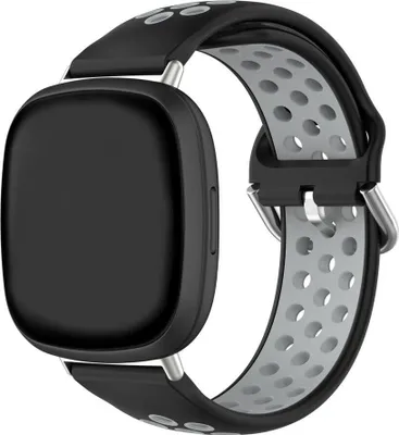 Produktbild von Strap-it Smartwatch Silikon-Sportband - passend für Fitbit Versa 4 / Fitbit Sense 2 - schwarz/grau