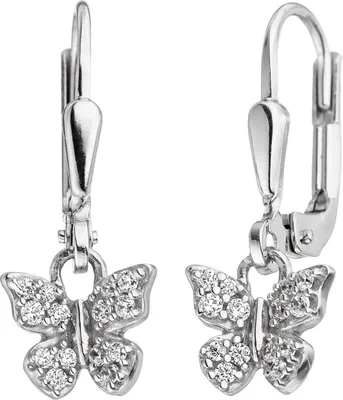 Produktbild von JOBO Kinder Ohrhänger Schmetterling 925 Silber mit Zirkonia Ohrringe Kinderohrringe