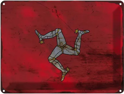 Produktbild von vianmo Blechschild 30x40 cm Isle of Man Dekoration Flagge Fahne Wappen