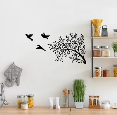 Obrázek produktu pro Wallity, Ptáci- SKL2467, Černá, Ostatní bytové dekorace, 70 x 37 cm, 100% kov (tloušťka: 1)