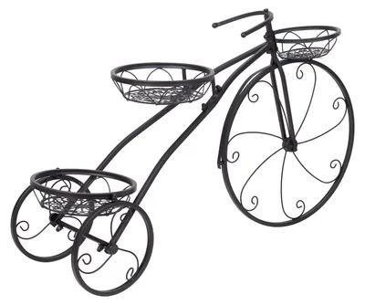 Immagine prodotto di Portap piante a forma di bicicletta - Scaffale metallico a 3 livelli per fiori - 79,5 x 52 cm - Capacità di carico: 28 kg - Adatto per interni, balconi e giardini - Colore: nero