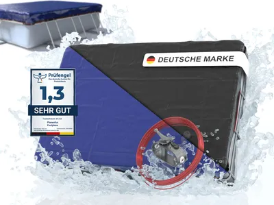 Produktbild von Planenfux® Poolabdeckung rechteckig für 300x200 cm Pools | 2-in-1 Poolplane aus 200g/m² PE Material | UV-resistente Sommer- & Winterabdeckplane | 360x260 cm Pool Abdeckung
