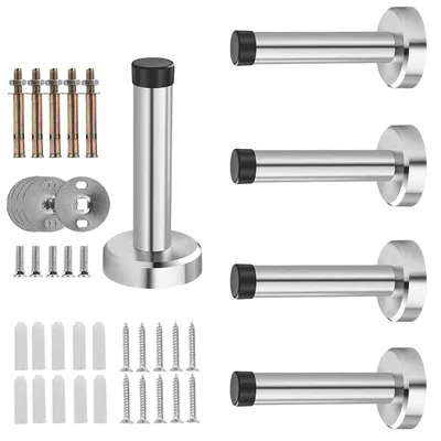 Produktbild von Türstopper aus Edelstahl – Türpuffer – Türstopper für den Innenbereich – Wandmontierter Türstopper – Gummi-Puffer – 5 Stück – Türanschlag