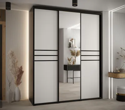Obrázek produktu pro Šatní skříň ASIRI 11 - 190/60 cm, černá / bílá / černá
