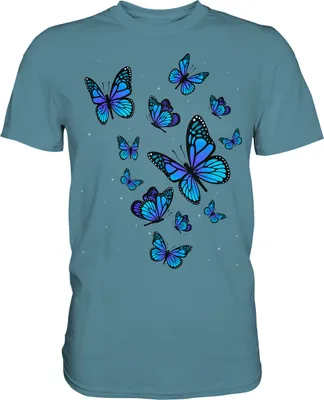 Produktbild von Blaue Schmetterlinge T-Shirt – Stone Blue / XXL