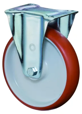 Immagine prodotto di BS ruote Ruota fissa in poliuretano rosso Cuscinetto a rulli Ruota Ø 125 mm 150 kg - L410.B31.125
