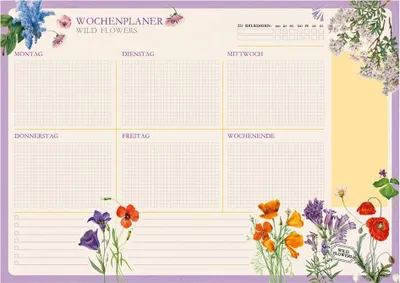 Produktbild von a3 Wochenplaner Block botanical Wildblumen aleman kokonote