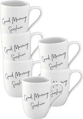Zdjęcie produktu dla Wielopak kubków Villeroy & Boch z uchwytem Good Morning, Sunshine - 6 sztuk