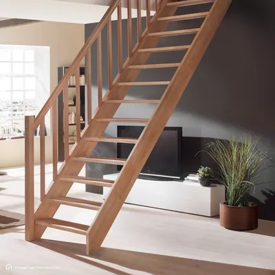 Produktbild von Holztreppe Intercon Savoy | Buche | gerader Verlauf | mit Geländer | ohne Setzstufen