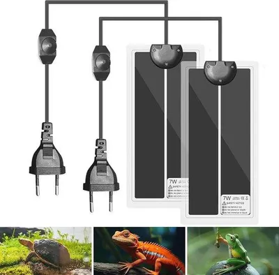 Produktbild von Famanu Heizmatte für Reptilien - Einstellbare Temperatur 0-35 Grad - Set von 2 - 28 x 15 cm