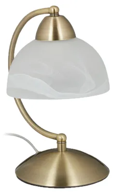 Zdjęcie produktu dla Lampa stołowa Relaxdays Touch, styl retro, oprawka E14, lampa nocna z regulacją jasności, szkło i żelazo, wymiary 25 x 15 x 19 cm, złota