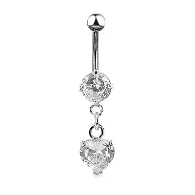 Produktbild von Taffstyle Bauchnabelpiercing Bauchnabelpiercing Stecker Kristall Herz Anhänger, Clear