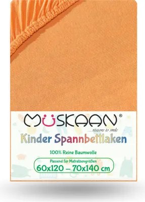 Produktbild von Jersey Kinder Spannbettlaken 60x120 cm - 70x140 cm Orange 100% Baumwolle