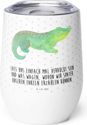 Produktbild von Mr. & Mrs. Panda thermosbecher Krokodil - Weiß - Geschenk, Krokodile, Abenteuerlust, Lieblingsmensch, Thermobecher, Thermo Becher, Meer, kaffee tasse, isoliertasse