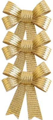 Deko-Schleifen Gold 3 Stück 10 x 12,7 cm Weihnachtsbaum-Deko Basteln Geschenk Deko Geschenkschleifen Deko-Zubehör