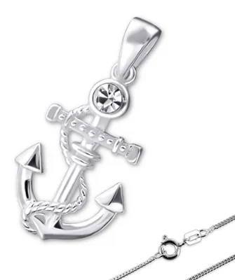 Produktbild von Kette Silber Anker Kristall Anhänger mit Halskette Weiß