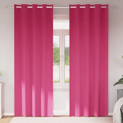 Image de Rideaux occultants avec anneaux 2 pcs Rose vif 260 x 140 cm
