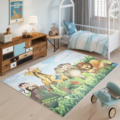 Produktbild von Tapiso Teppich EMMA Modern Kinderzimmer Grün Blau Schlafzimmer 140 x 200 cm