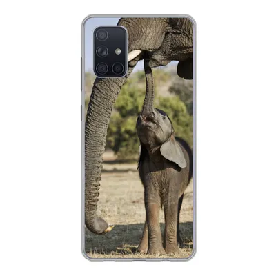Produktbild von MuchoWow® Handyhülle Schutzhülle Hülle für Samsung Galaxy A51 Elefant - Tiere - Gras - Natur Silikon Softcase Handy Hülle - Schutzabdeckung