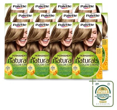 Immagine prodotto di 12 confezioni di tinta per capelli Poly Palette, tonalità biondo medio 7-0, contenimento 115 ml, confezione da 12 pezzi